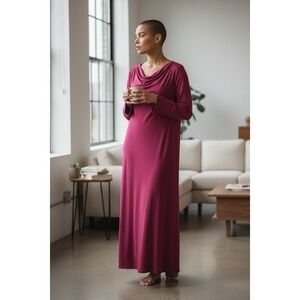 Pari Passu Fuchsia Pink Long Sleeve Maxi Dress Cowl Neck Women's Size 4